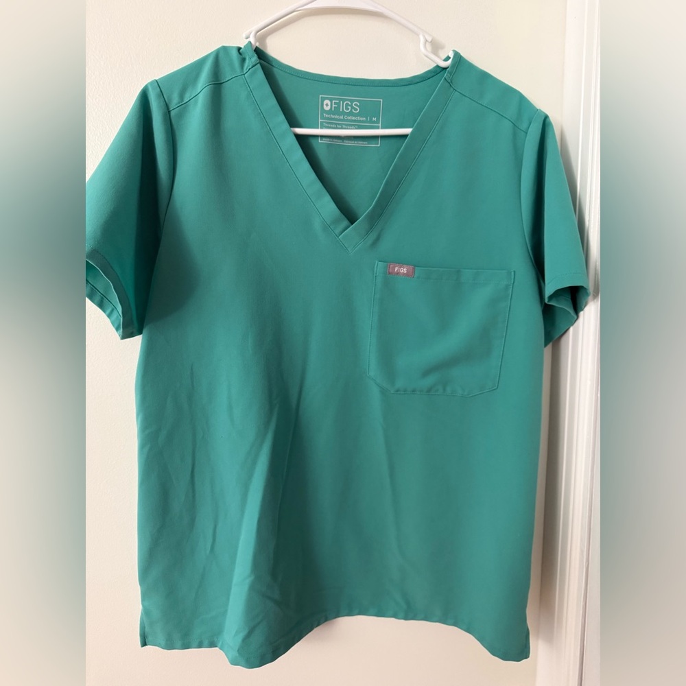 Figs Teal V-Neck Scrub Top